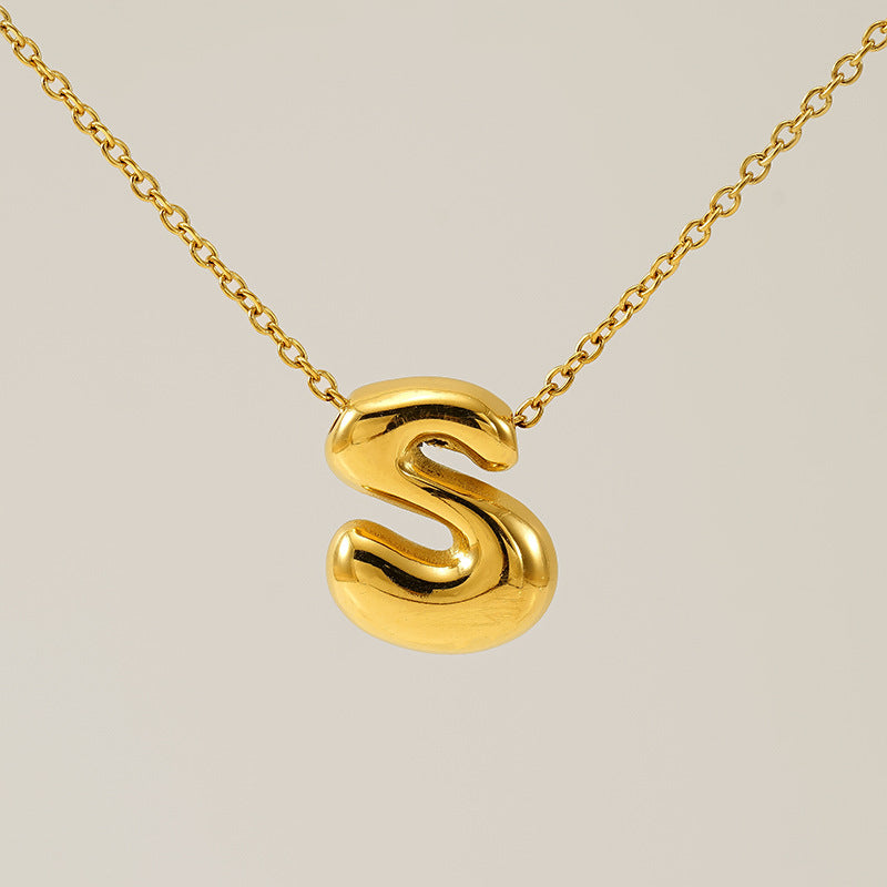 Wholesale Glossy bubble letter necklace for women 26 English letter pendants